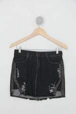 Minissaia tnt feminina cinza com Spikes