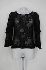Blusa razzo feminina preta com Babado e Transparência