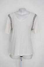 Blusa boby blues feminina bege com Aplique e Barra Mullet