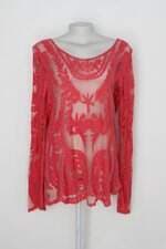 Blusa feminina vermelha com bordado e transparência