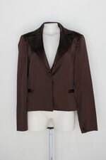 Blazer shoulder feminino marrom com forro
