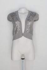Bolero bcbgmaxazria feminino cinza com paetê e transparência