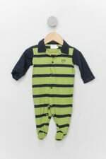 Body Infantil norway baby listrado verde e azul