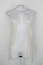 Colete feminino creme com Franja