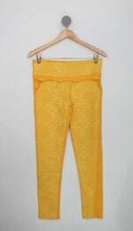 Calça de tecido yi dian feminina amarela