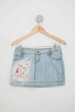Minissaia callver jeans feminina estampada