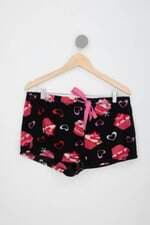Short doll love is feminina estampado com elástico no cós