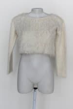 Blusa de tricot cropped feminina branca