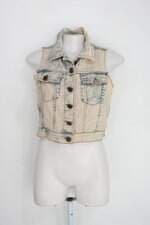 Colete jeans vida bela feminino bege