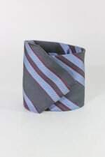 Gravata vr masculina listrada cinza e azul 