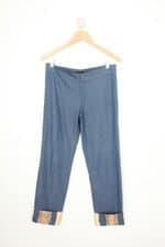 Calça de sarja Miller feminina azul escuro com Aplique