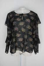 Blusa zara basic feminino preto com Babado e Transparência