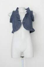Bolero feminino azul com babado