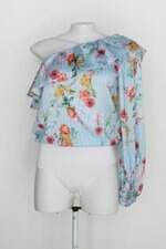 Body esmeral feminino azul claro estampado com Babado