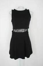 Vestido le lis blanc feminino preto com Recortes e Transparência