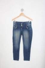 Calça jeans sant & pepper feminina azul com strass