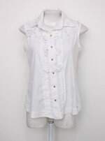Blusa crissol feminina branca com Renda e Pregas