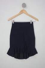 Saia trimix feminina azul com Barra Mullet e Peplum