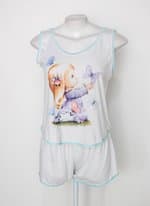 Conjunto de pijama feminino branco estampado