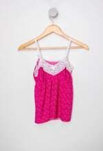 Blusa de pijama Infantil kibella rosa estampa estrelas com renda