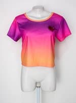 Blusa de pijama feminina rosa e laranja estampada com Degradê