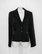 Blazer fiori de campi feminino preto com Ombreira e Ilhós