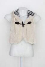Colete feminino bege com capuz