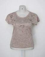 Blusa mia feminina bege com Aplique