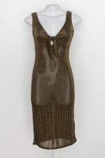 Vestido youcom feminino preto com listras douradas