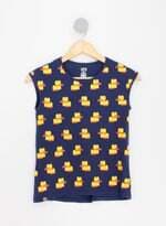 Camiseta Infantil Uniqlo azul estampada