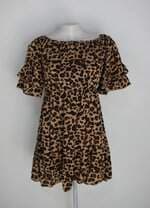 Vestido shein feminino estampa onça com Babado