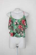 Blusa renner feminina verde estampada com Sobreposição