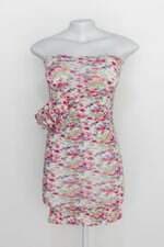 Vestido feminina branco florido com Bojo e Franzido