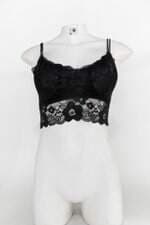 Top de renda shein feminino preto com Bojo
