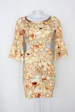 Vestido charry feminino estampado com Recortes e correntes