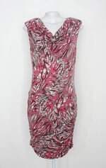 Vestido lucidez feminino estampado com Ombreira e Franzido