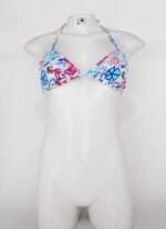 Top de biquíni feminino branco estampado