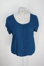 Blusa program feminina azul com Renda