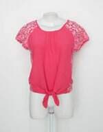 Blusa costume feminina rosa com Recortes e Drapeado