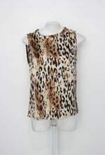 Blusa chifon feminina estampada onça com Tule