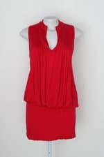 Vestido rery feminino vermelho com Pregas e Franzido
