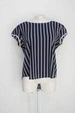 Blusa caedu feminina azul estampada com Tiras