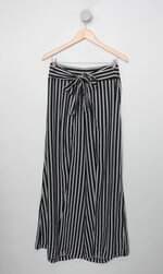 Calça de tecido Aquamar feminina estampada com Faixa na Cintura e Fenda