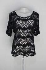 Blusa de tricot feminina azul com Transparência