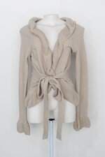 Cardigan julieta feminino bege com Faixa na Cintura