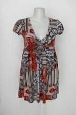 Vestido bella vitta feminino estampado com botões e Franzido