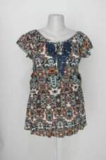 Vestido tecelan feminino estampado com Franzido e Renda