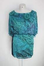 Vestido brooksfield feminino azul estampado com Recortes e Forro