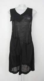 Vestido auá feminino preto com Transparência e Sobreposição