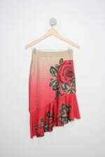 Saia flor do caribe feminina estampada com Assimetria e Degradê
